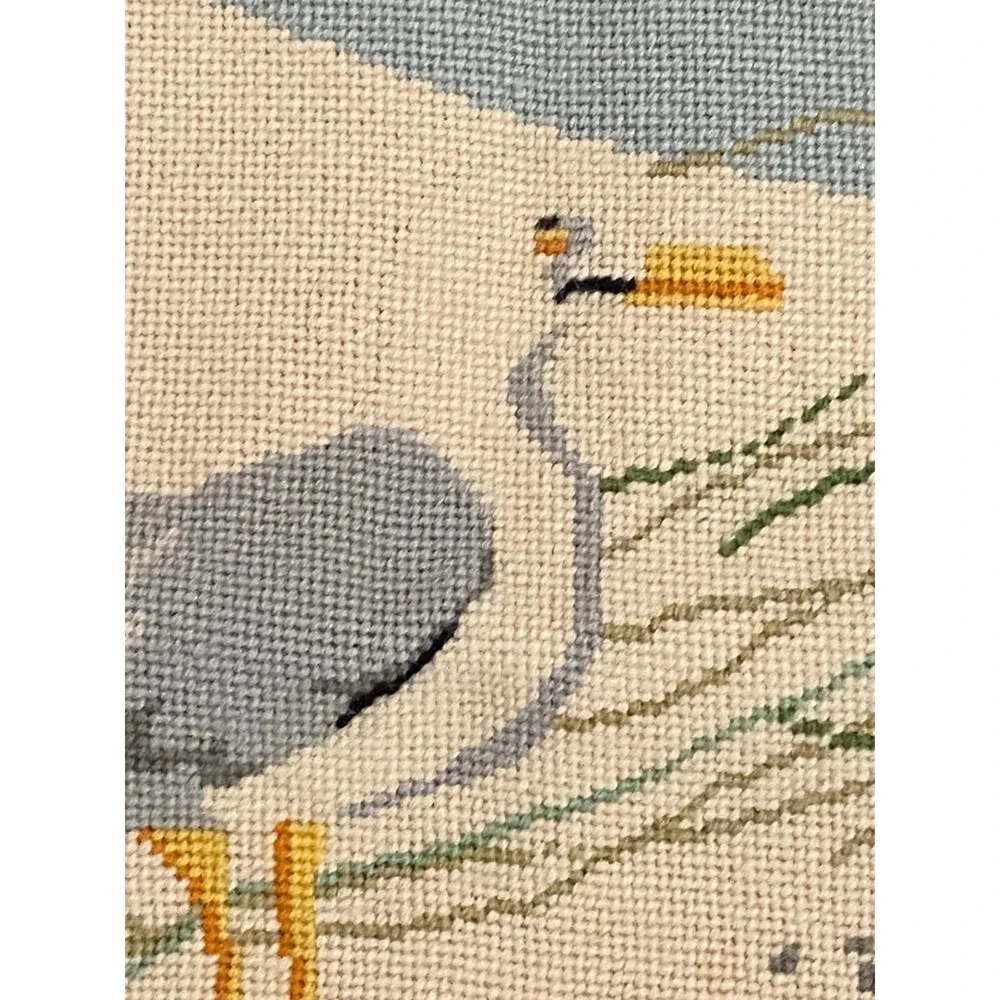 Vintage Needlepoint Seagull Directors Chair Cover Set Coastal Beach Nautical